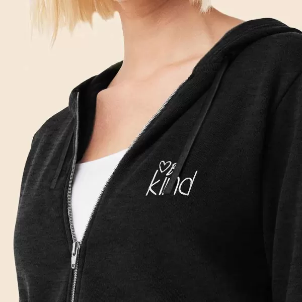 DALIX Be Kind Embroidered Hoodie Fleece Sweatshirt Zip Front Womens