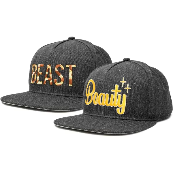 DALIX Beauty and Beast Hat Set Men Women Flat Bill Couples Cap