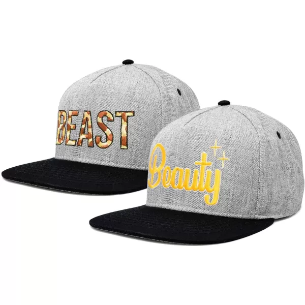 DALIX Beauty and Beast Hat Set Men Women Flat Bill Couples Cap
