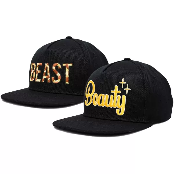 DALIX Beauty and Beast Hat Set Men Women Flat Bill Couples Cap