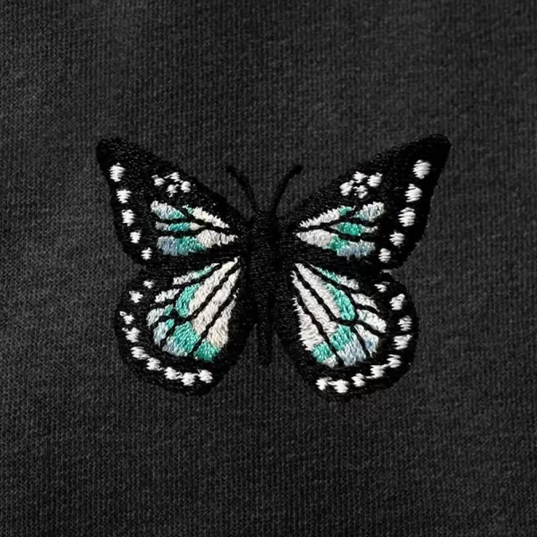 DALIX Butterfly Embroidered Fleece Zip Hoodie Cold Fall Winter Women