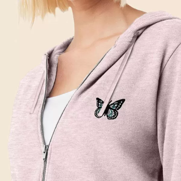 DALIX Butterfly Embroidered Fleece Zip Hoodie Cold Fall Winter Women