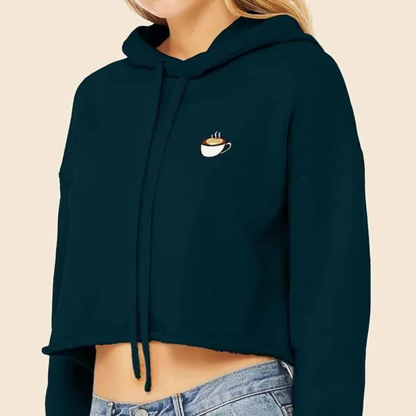 DALIX Cappuccino Embroidered Fleece Cropped Hoodie Cold Fall Winter Women