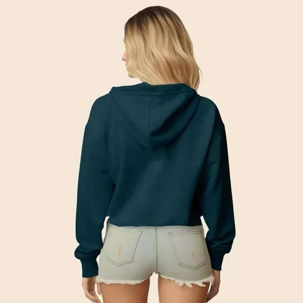 DALIX Cappuccino Embroidered Fleece Cropped Hoodie Cold Fall Winter Women