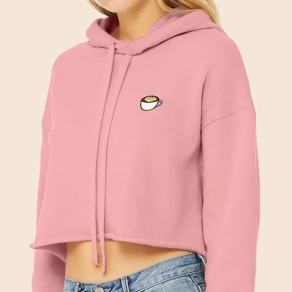 DALIX Cappuccino Embroidered Fleece Cropped Hoodie Cold Fall Winter Women