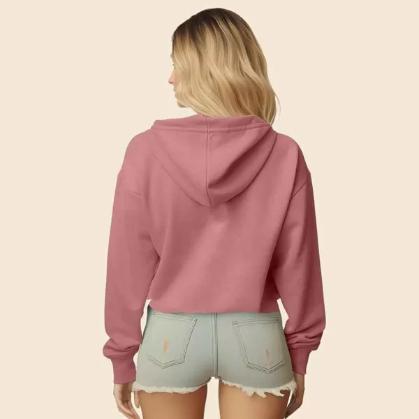 DALIX Cappuccino Embroidered Fleece Cropped Hoodie Cold Fall Winter Women