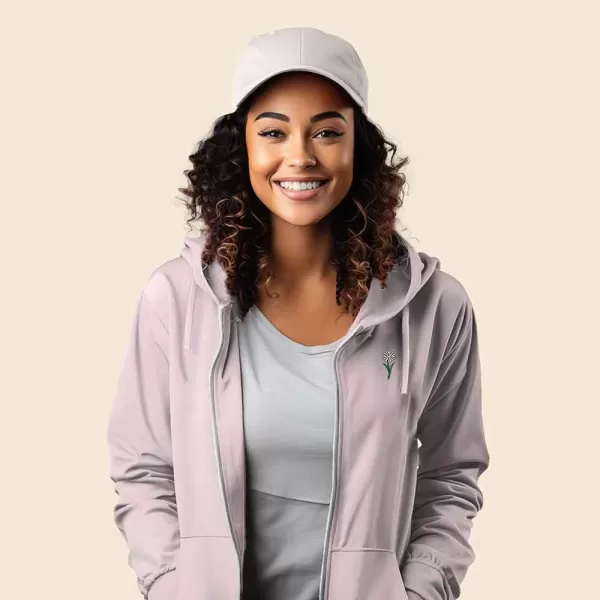 DALIX Daisy Embroidered Fleece Zip Hoodie Cold Fall Winter Women