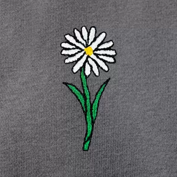 DALIX Daisy Embroidered Fleece Zip Hoodie Cold Fall Winter Women
