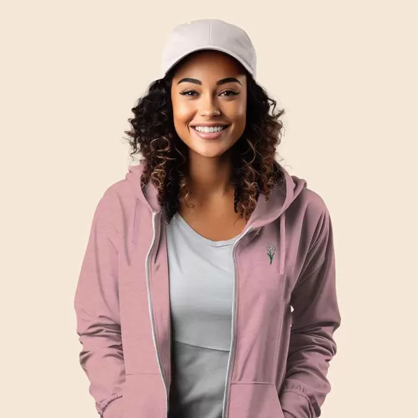 DALIX Daisy Embroidered Fleece Zip Hoodie Cold Fall Winter Women