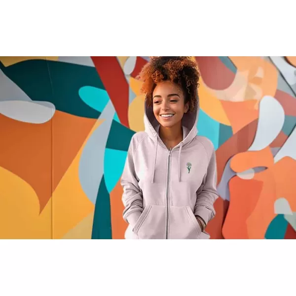 DALIX Daisy Embroidered Fleece Zip Hoodie Cold Fall Winter Women
