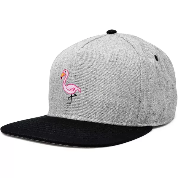 DALIX Flamingo Snapback Flat Bill Baseball Hat Embroidered Cap Mens