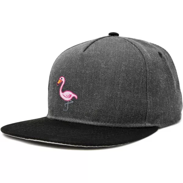 DALIX Flamingo Snapback Flat Bill Baseball Hat Embroidered Cap Mens