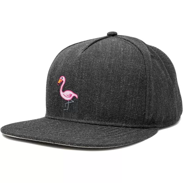 DALIX Flamingo Snapback Flat Bill Baseball Hat Embroidered Cap Mens