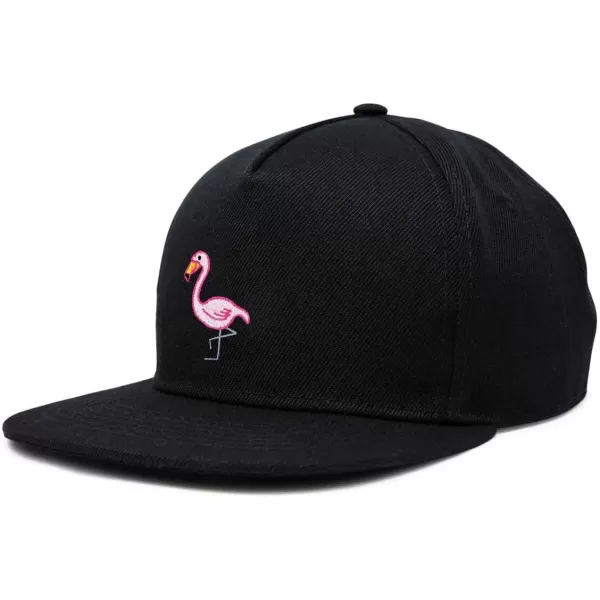 DALIX Flamingo Snapback Flat Bill Baseball Hat Embroidered Cap Mens