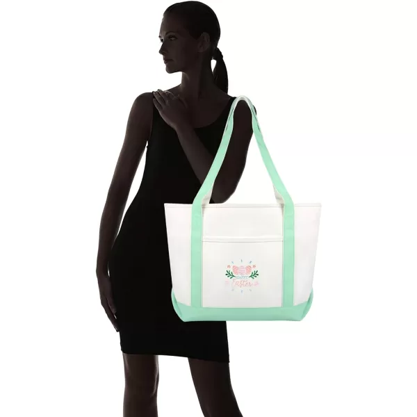 DALIX Happy Easter Womens Classic Premium Embroidered Tote Bag