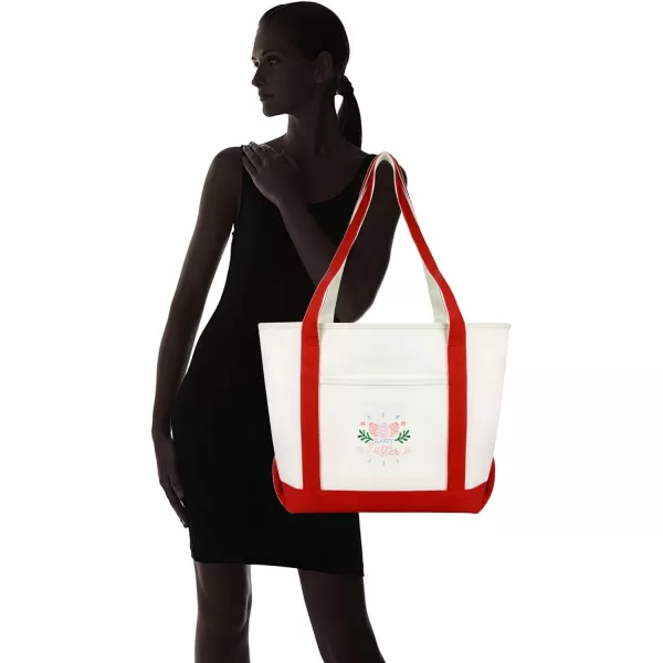 DALIX Happy Easter Womens Classic Premium Embroidered Tote Bag