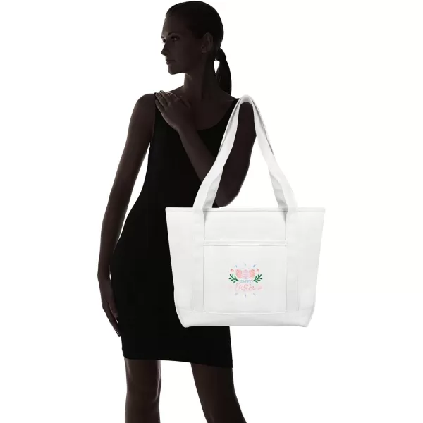 DALIX Happy Easter Womens Classic Premium Embroidered Tote Bag