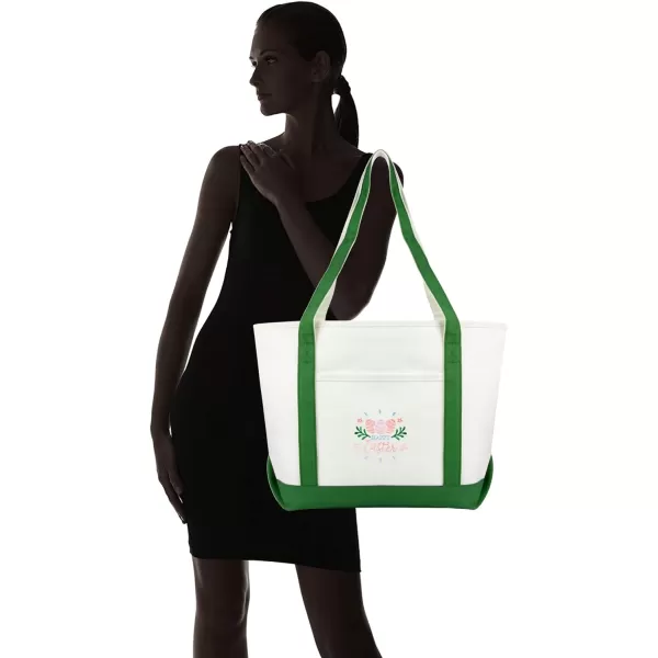 DALIX Happy Easter Womens Classic Premium Embroidered Tote Bag