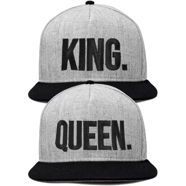 DALIX King Queen Hat Set Mens Womens Flat Bill Couples Cap