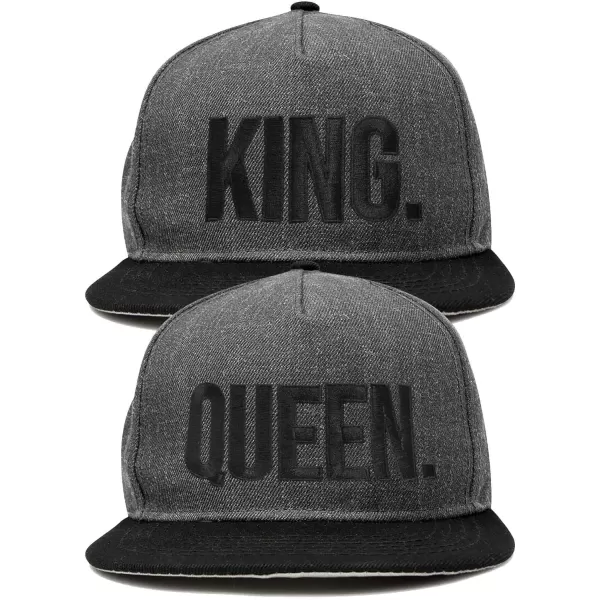 DALIX King Queen Hat Set Mens Womens Flat Bill Couples Cap