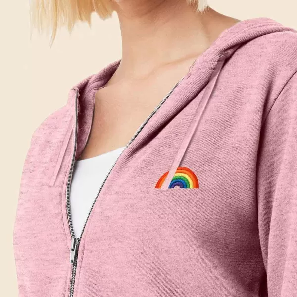 DALIX Rainbow Embroidered Fleece Zip Hoodie Cold Fall Winter Women