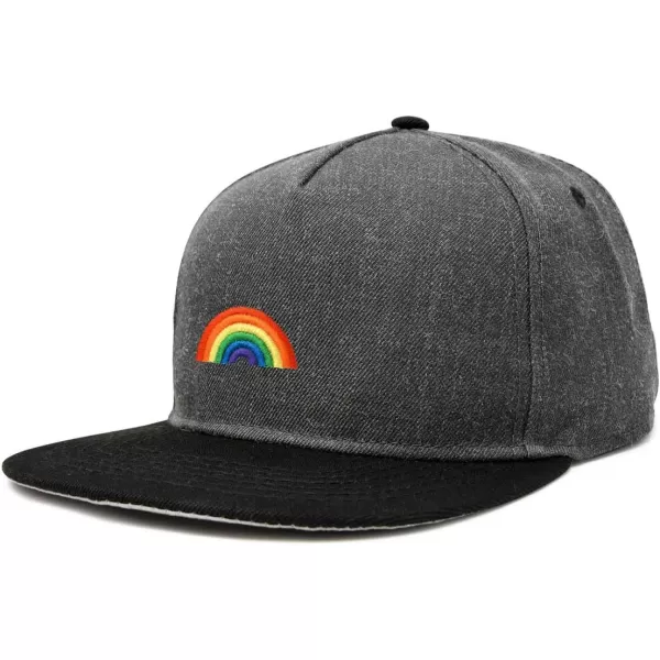 DALIX Rainbow Snapback Flat Bill Baseball Hat Embroidered Cap Mens