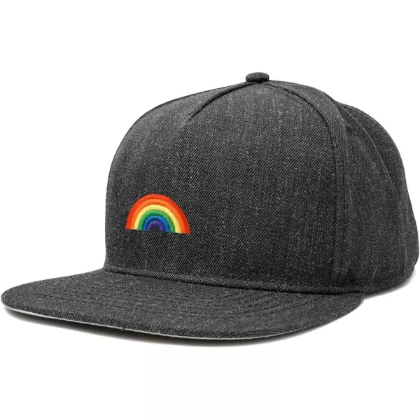DALIX Rainbow Snapback Flat Bill Baseball Hat Embroidered Cap Mens
