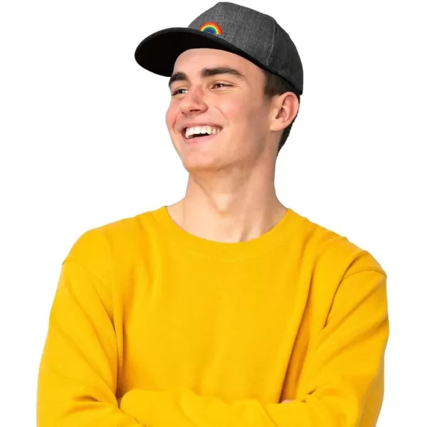DALIX Rainbow Snapback Flat Bill Baseball Hat Embroidered Cap Mens