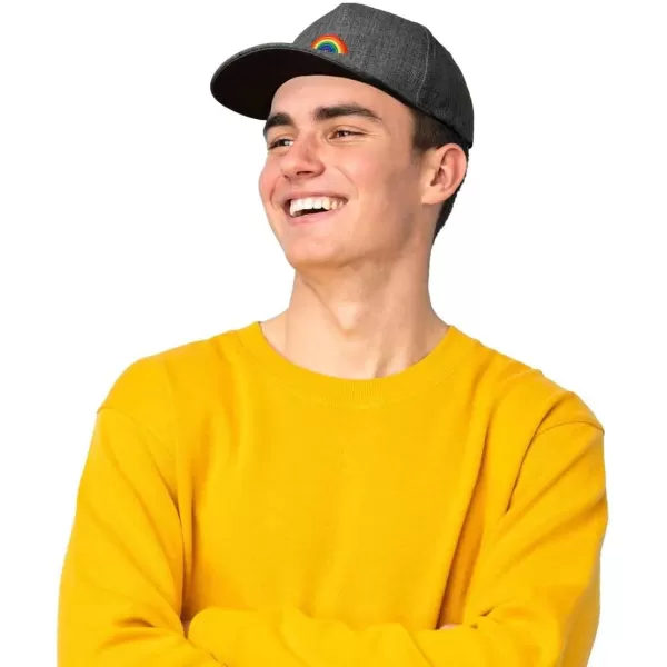 DALIX Rainbow Snapback Flat Bill Baseball Hat Embroidered Cap Mens