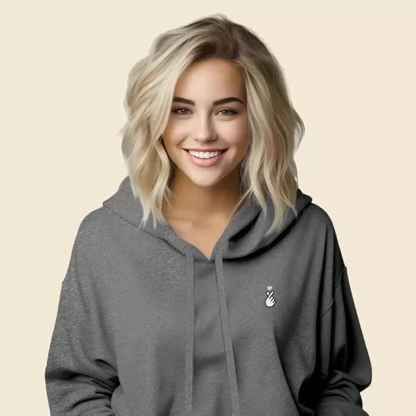 DALIX Snap Heart Embroidered Hoodie Fleece Sweatshirt Pullover Womens