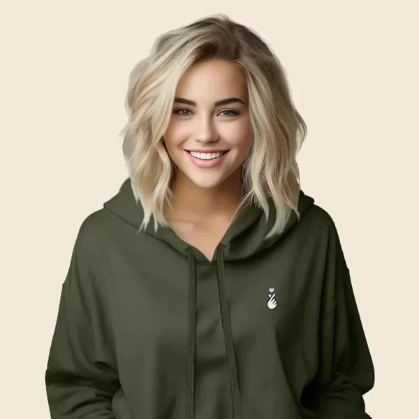 DALIX Snap Heart Embroidered Hoodie Fleece Sweatshirt Pullover Womens