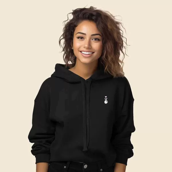 DALIX Snap Heart Embroidered Hoodie Fleece Sweatshirt Pullover Womens