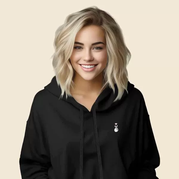 DALIX Snap Heart Embroidered Hoodie Fleece Sweatshirt Pullover Womens