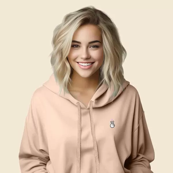 DALIX Snap Heart Embroidered Hoodie Fleece Sweatshirt Pullover Womens