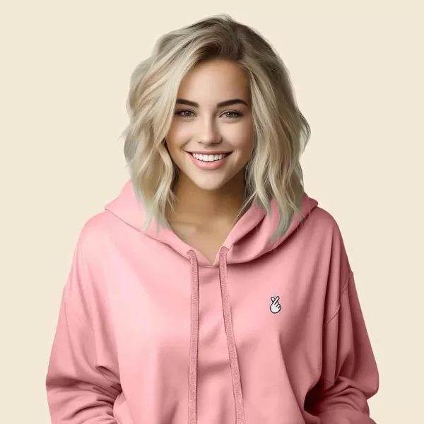 DALIX Snap Heart Embroidered Hoodie Fleece Sweatshirt Pullover Womens
