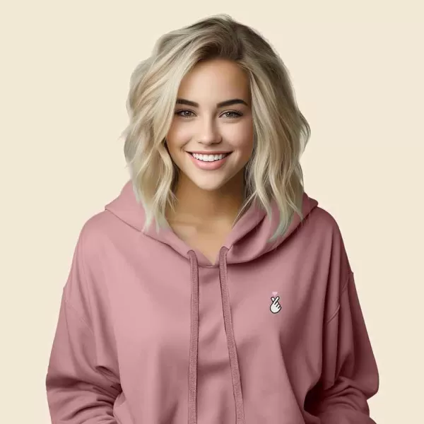 DALIX Snap Heart Embroidered Hoodie Fleece Sweatshirt Pullover Womens