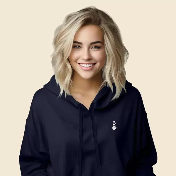 DALIX Snap Heart Embroidered Hoodie Fleece Sweatshirt Pullover Womens