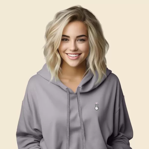 DALIX Snap Heart Embroidered Hoodie Fleece Sweatshirt Pullover Womens