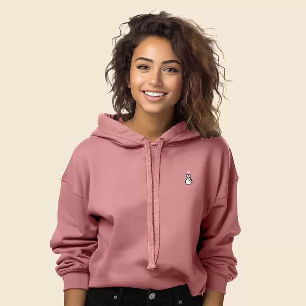 DALIX Snap Heart Embroidered Hoodie Fleece Sweatshirt Pullover Womens