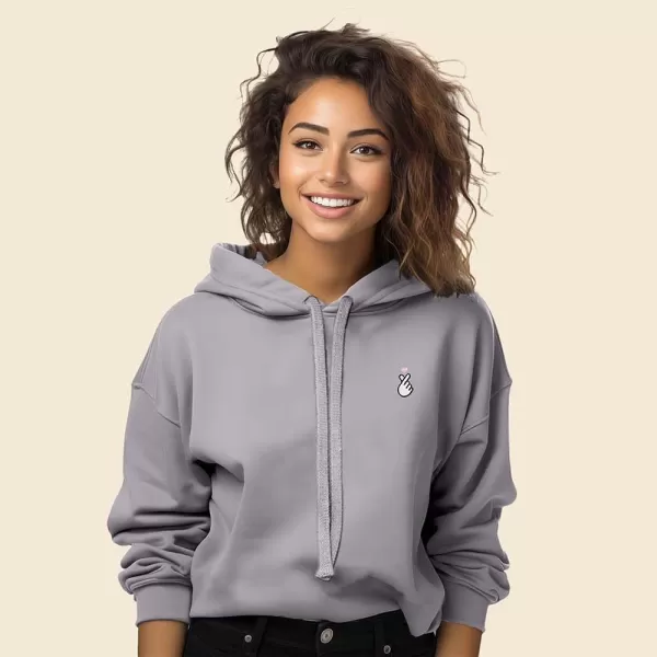 DALIX Snap Heart Embroidered Hoodie Fleece Sweatshirt Pullover Womens