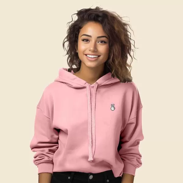 DALIX Snap Heart Embroidered Hoodie Fleece Sweatshirt Pullover Womens