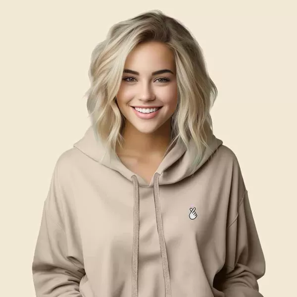 DALIX Snap Heart Embroidered Hoodie Fleece Sweatshirt Pullover Womens