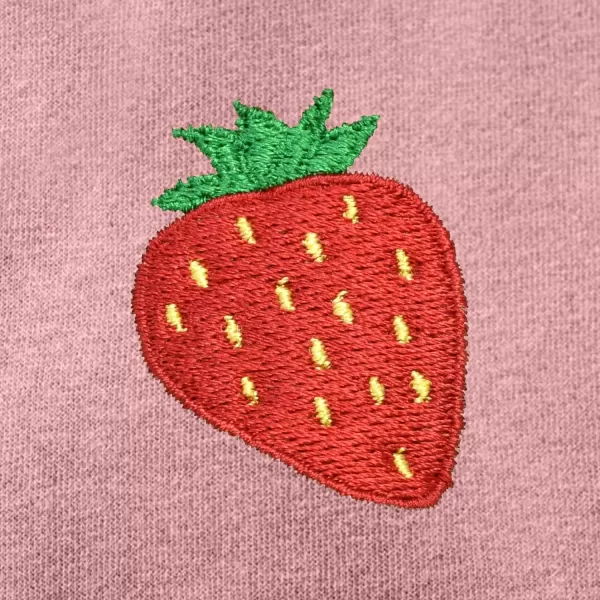 DALIX Strawberry Embroidered Fleece Zip Washed Hoodie Cold Fall Winter Women
