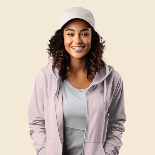 DALIX UFO Embroidered Fleece Zip Washed Hoodie Cold Fall Winter Women