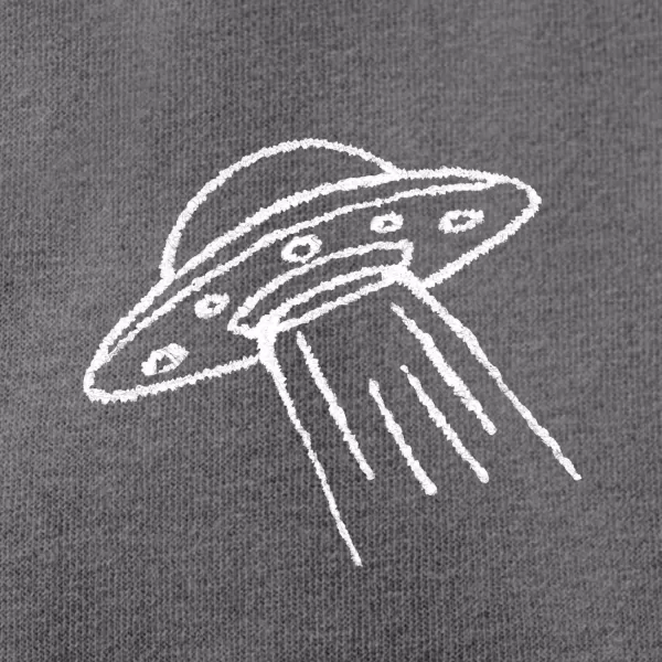 DALIX UFO Embroidered Fleece Zip Washed Hoodie Cold Fall Winter Women