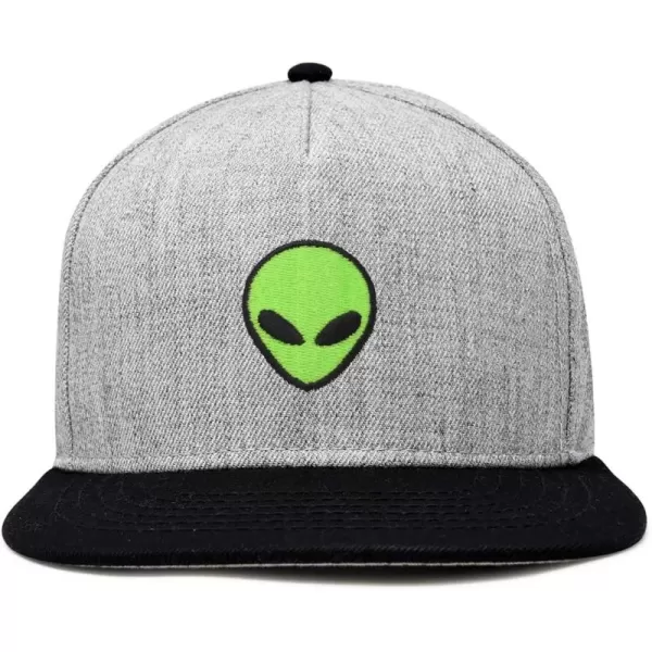 DALIX Alien Snapback Flat Bill Baseball Hat Embroidered Cap Mens
