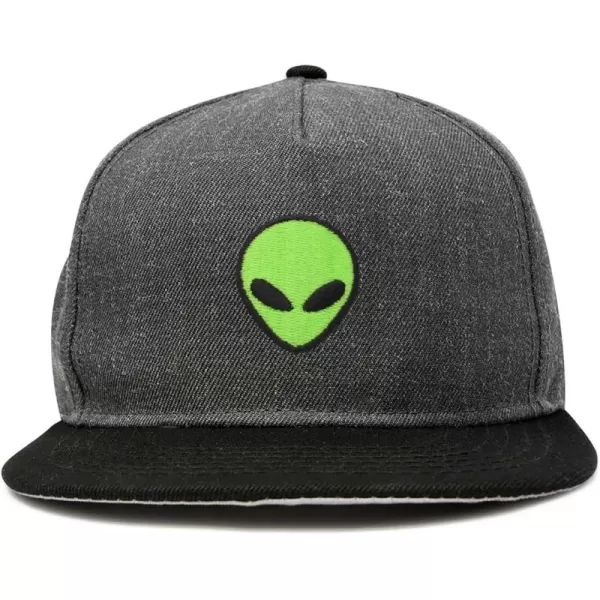 DALIX Alien Snapback Flat Bill Baseball Hat Embroidered Cap Mens