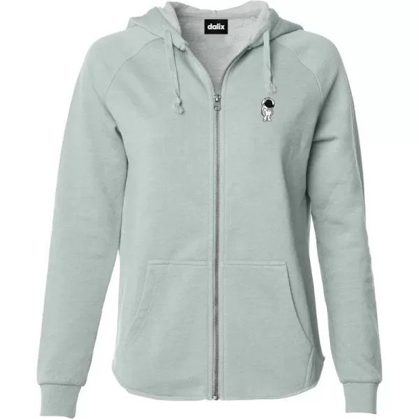 DALIX Astronaut Embroidered Fleece Zip Washed Hoodie Cold Fall Winter Women