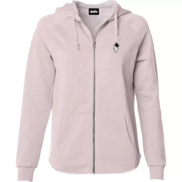 DALIX Astronaut Embroidered Fleece Zip Washed Hoodie Cold Fall Winter Women