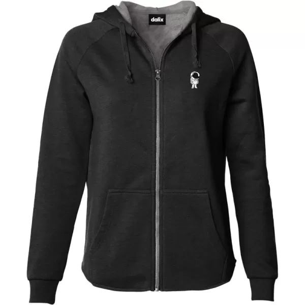 DALIX Astronaut Embroidered Fleece Zip Washed Hoodie Cold Fall Winter Women